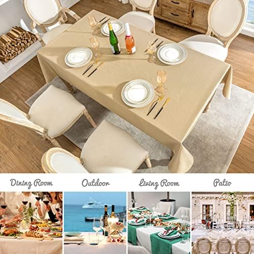 Veblandy Faux Linen Rectangle Tablecloth Waterproof 60x144 inch Table Cloth Stain and Wrinkle Resistant Washable, Decorative Fabric Table Cover for Dining, Kitchen, Wedding and Parties, Coffee - Image 7