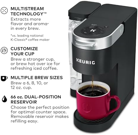 Keurig K-Supreme Single Serve K-Cup Pod Coffee Maker, MultiStream Technology, 4 Brew Sizes, 66oz Dual-Position Removable Reservoir, Black - Image 2