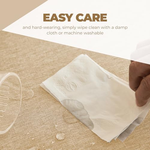 Decorelia Faux Linen Square Tablecloth for Dining Room,Waterproof Texture Decorative Farmhouse Rustic Table Cloth for Indoor Outdoor Party, Holiday, Banquet Picnics, Patio,70 x 70 Inch (Square),Beige - Image 5