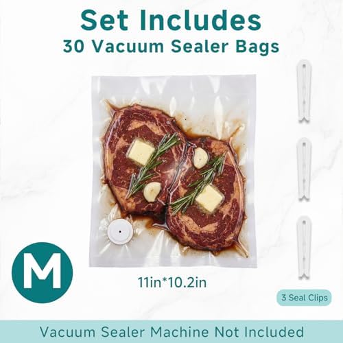 Mehomeli Reusable Vacuum Sealer Bags, 30 Medium Bags, 11in × 10.2in - Image 2