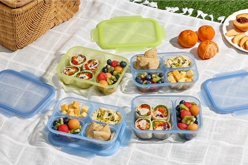 Ello Snap & Nest 10-Piece 2 Cup Plastic Divided Snack Pack Set, Reusable Food Containers for Healthy Eating, Freezer, Dishwasher Safe, Seafoam - Image 2