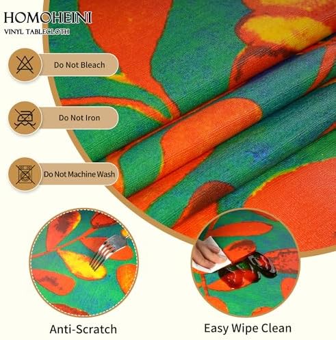 Square Table Cloth,100% Waterproof Tablecloth Oil Proof Spill Proof Vinyl Table Cloth, Wipe Clean Plastic Table Cover for Dining, Camping, Indoor and Outdoor 54" x 54",Coloured Leaf - Image 3