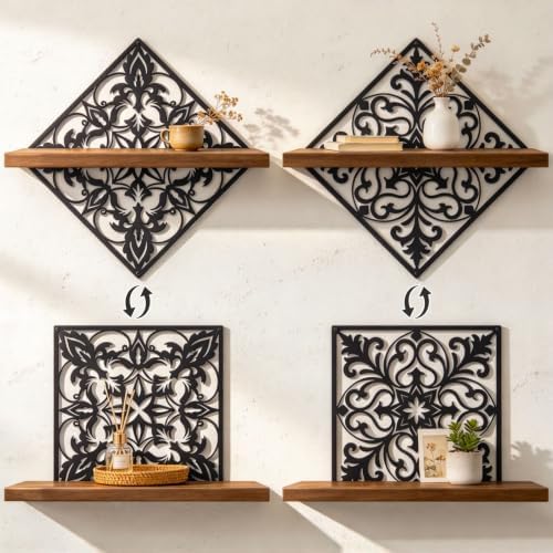 2 Pcs Wall Candle Holder Rustic Wall Mirror Decor Candle Sconces by KOYILTD