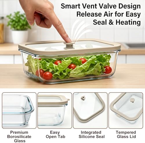 Multi-Size Glass Food Storage Containers with Glass Lids, 4 Pack - Image 3