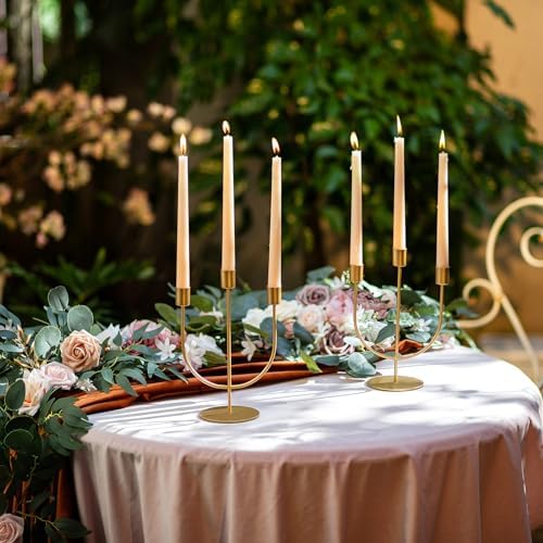 Sziqiqi Gold Candelabra Candle Holders, 3 Arm Candelabra Table Centerpiece - Image 3