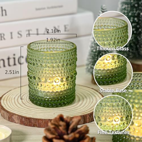 SUPMIND 24pcs Votive Candle Holders, Green Glass TeaLights Holder Bulk - Image 2