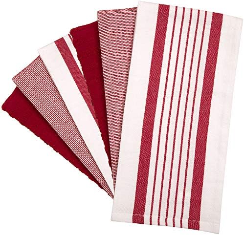 Premium Kitchen Towels 6 Pack 100% Cotton 20"x28" Dish Towels Red Striped - Image 4