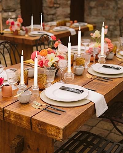Vixdonos Taper Glass Candlestick Holders Tealight Candle Holders for Table Centerpieces, Wedding Decor and Dinner Party (3 Pcs, Gold Rim Clear) - Image 5