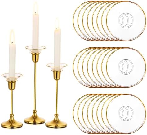 Glasseam Glass Candle Drip Protectors, 24 Pcs Gold Bobeches for Candlestick by Glasseam