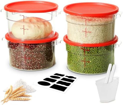 2QT&4QT 4PCS NSF Commercial Clear Food Storage Containers with Lids(RED) by SVKLHY