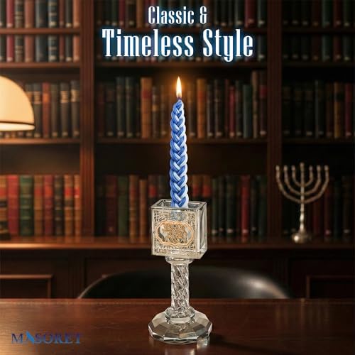 Crystal Havdalah Candle Holder 13 cm with Plaque - Image 4