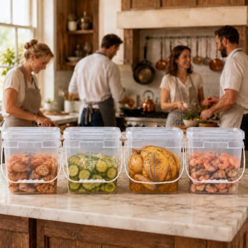 ASEVAT 2 Pack 1 gallon (4L/4.2 Qt) Square Food Storage Containers with Lids & Scoops, BPA-Free Pantry Organizer Bins for Flour, Rice, Sugar, Cereal & Pasta, Clear Graduated Stackable Dry-Goods Storage - Image 3
