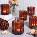 12PCS Glass Amber Votive Candle Holder, Ribbed Tealight Candle Holders by LOVELIGHTLOVELIFE
