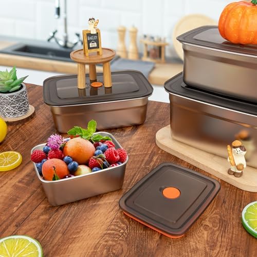 4 PCS(50oz+20oz) Stainless Steel Food Storage Containers With Lids Leak Proof & Airtight | Stainless steel freezer Containers,Airtight Bento Lunch Box,For Meal Prep,Fruit,Snack,Freezer - Image 6
