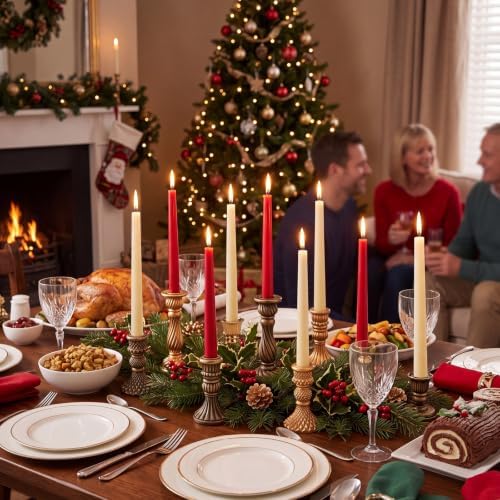 8 Pcs Christmas Vintage Candlestick Holders, Mixed - Image 5