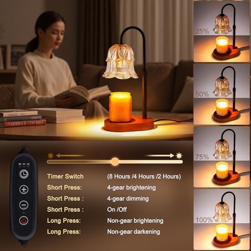 Candle Warmer Lamp Adjustable Timer Electric－Amber Flower Shaped Melting Wax Lamp - Image 3