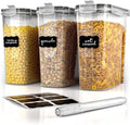 Simply Gourmet Airtight Cereal Containers with Lids – 3 Piece Tall Kitchen Pantry Organization Set, BPA-Free Clear Plastic, Pour Spout Lids for Breakfast Cereal, Rice, Flour, Sugar, Snacks by SimplyGourmet