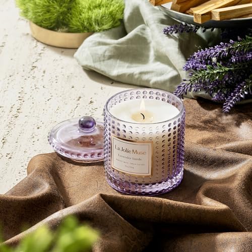 LA JOLIE MUSE Lavender Suede Scented Candles for Home, Natural Soy 55 Hrs - Image 3