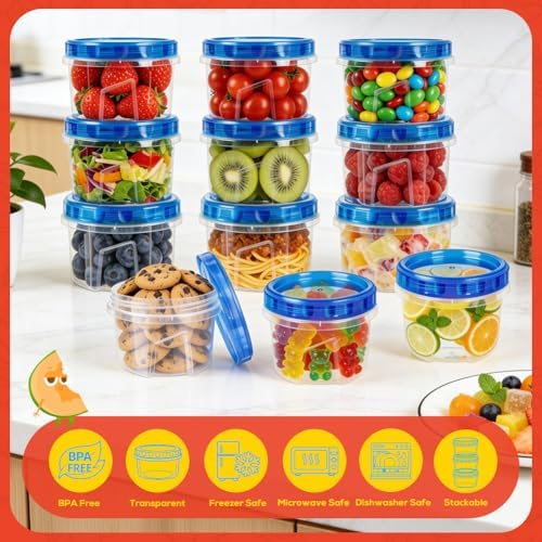 10 Pack 17oz Small Freezer Food Storage Containers with Twist Top Lids - Image 4