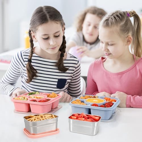 Caperci 3-Pack Stainless Steel Snack Containers with Silicone Lids - 10oz Reusable Small Food Storage Containers for Snacks & Deli Foods, Leak-Proof, Easy Open & BPA-Free (290ML) - Image 6