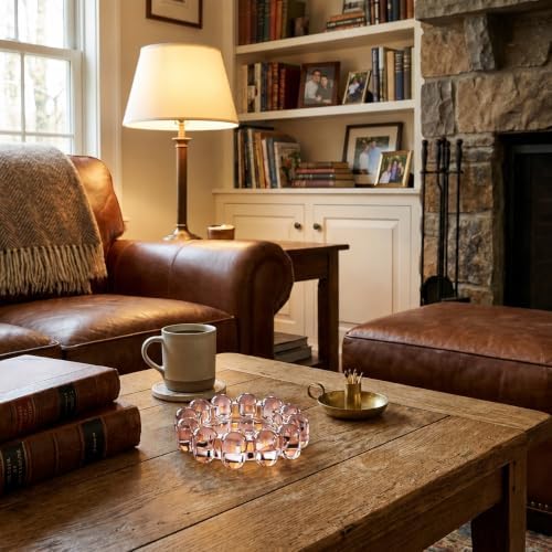 Chic Orange Bubble Glass Candle Dish – Modern Clear Glass Candle Holder for Tealights & Diffusers, Decorative Tray for Home & Tabletop Decor（1 Pack） - Image 4