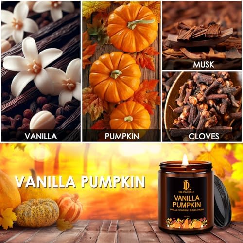 DL DREAMY DEWLA Fall Candle, Vanilla Pumpkin Scented for Home, 7oz Soy Wax - Image 5