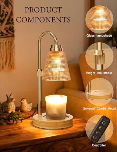 Candle Warmer Lamp with Timer Dimmable, Lamp Candle Warmer Birthday Gifts for Women, Black Adjustable Wax Melter Warmer for Jar Candles, House Warming Gift Home Decor - Image 2