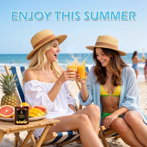 6 Pack Scented Candles Set, 42oz 300 Hour Long Lasting Candle, Soy Candles for Home Scented, Scents of Coconut Vanilla/Pineapple Cocktail/Sicilian Lemon/Pink Sands/Bahama Breeze/Vanilla Ice Cream - Image 3