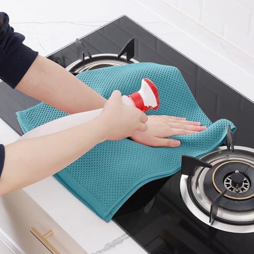 Homaxy 100% Cotton Waffle Weave Kitchen Dish Towels 4-Pack, Lake Blue - Image 5