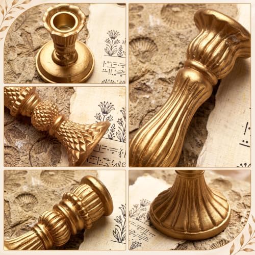 8 Pcs Christmas Vintage Candlestick Holders, Gold - Image 5
