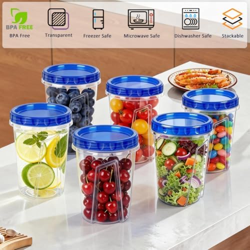 8 Pack 34oz Soup Freezer Storage Containers with Twist Lids for Meal Prep - Image 5