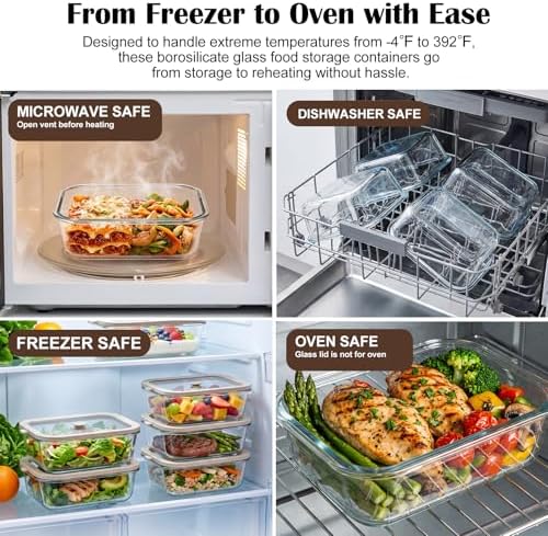 50 oz Glass Food Storage Containers with Glass Lids, 2 Pack - Image 6