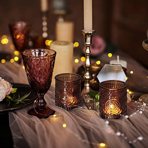 24 Pcs Amber Votive Tealight Candle Holders, Fall Christmas Decorations - Image 5