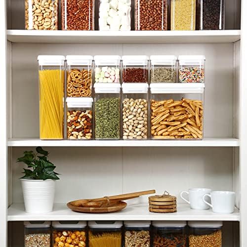 Felli Flip Tite Storage Container with 4 Inch Lid SQUARE & RECTANGLE, Air Tight Ring Seal Top Clear Acrylic Canister Jar, Spice Pasta Cereal Snack Pantry Organizer, Gift Set for Women (10pk, Variety) - Image 2