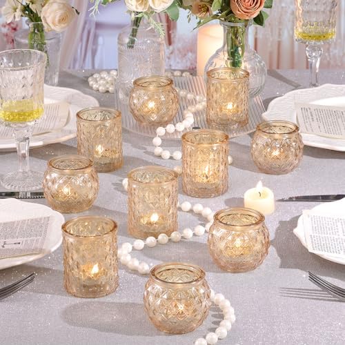 NITIME 12Pcs Assorted Gold Votive Candle Holders, Tea Light Candle Holder for Table Centerpiece, Gold Candle Holders for Wedding Centerpieces, Brithday and Holiday Decorations - Image 5