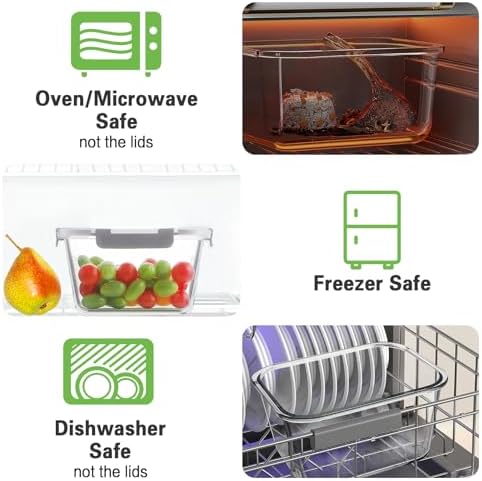 4 Pieces 63oz Large Glass Food Storage Containers with Lids for Meal Prep - Image 4