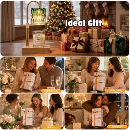 TOACSUCP Candle Warmer Lamp with 3 Bulbs, Adjustable Height Dimmable Candle Warmer with Timer, Compatible with Large Jar Candles, Candle Lamp with Charming Gift Box Ribbon for Her/Him (Gradient Green) - Image 6