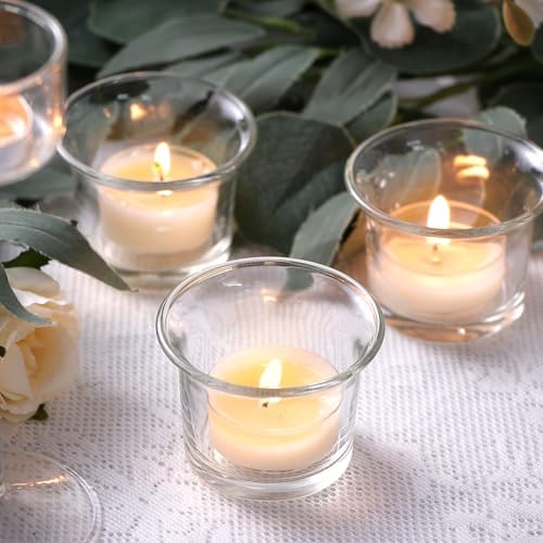 Letine 72-Pack Clear Glass Tealight Candle Holders - Thick Sturdy Votive/Tealight Holders Bulk for Wedding, Party, Home Decor | Perfect Replacement for Wall Sconces, Candelabras & Fireplace Screens - Image 7