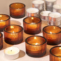 18 Pack Amber Tealight Candle Holders with Candles, Glass Votive Holders by LOVELIGHTLOVELIFE