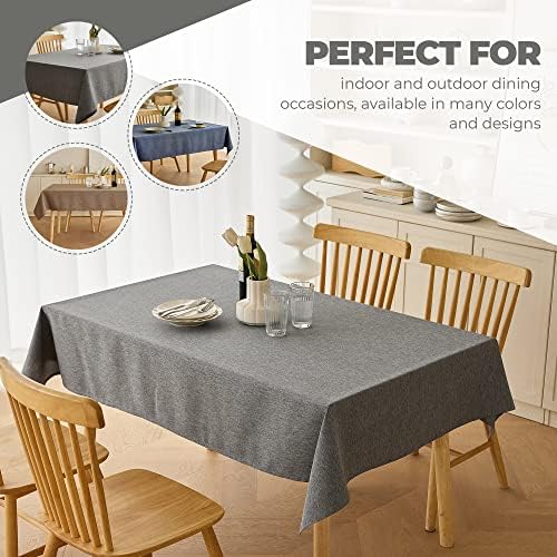 Decorelia Waterproof Linen Table Cloth for 8ft Rectangle Table, Easy to Clean Wrinkle-Free Wipeable Outdoor Tablecloth for Wedding, Party, and Camping(Oblong, 60 x 120 Inch (10-12 Seats), Dark Grey) - Image 5