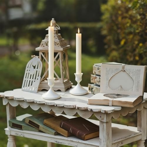 Candle Holders White Set of 9, Vintage Metal Candlestick Holders for Dinner Room Table Centerpiece, Low Metal Candles Sticks for Wedding Centerpieces Christmas Birthday Party - Image 4
