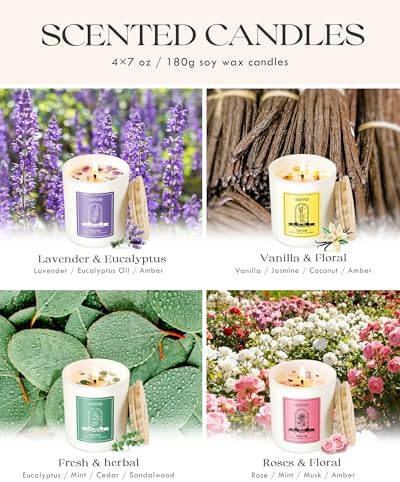 AOOVOO Rose/Vanilla/Eucalyptus/Lavender Scented Candles for Women - Image 5
