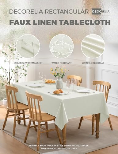 Decorelia Extra Long Rectangle Linen Farmhouse Tablecloth for 10ft Table,Dirty-repel Easy to Clean Banquet Burlap Tablecloths for Dining& Kitchen Table(Oblong, 60 x 144 Inch (12-14 Seats), Light Grey) - Image 2