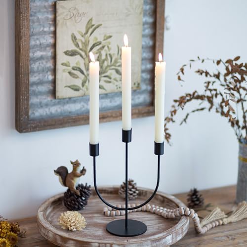 Sziqiqi Black Candelabra Candle Holders, 3 Arm Candelabra for Halloween - Image 2