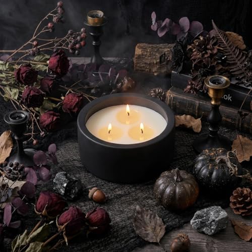 Viyffo 20oz Large Odor Eliminating Candle - Eucalyptus Mint, 3 Wick Fall Scented Soy Candle, Non Toxic, Matte Black Ceramic Jar, Fresh Home Fragrance for Bathroom, Pet, Smoke & Kitchen Odors - Image 4