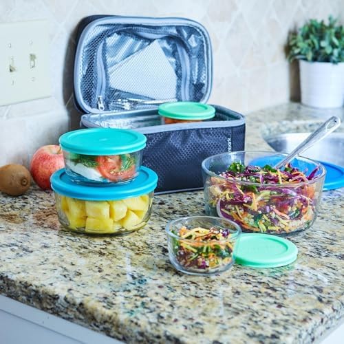 Anchor Hocking 26 Piece Glass Storage Containers with Lids (13 Glass Food Storage Containers & 13 Mixed Blue SnugFit Lids) - Image 5