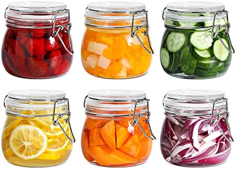 ComSaf Round Small Glass Pantry Jars with Airtight Lids 17 oz 6 Pack by ComSaf