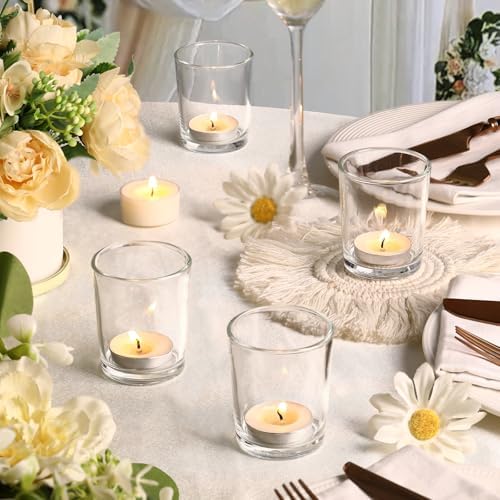 LETINE Clear Glass Tea Light Holders Set of 6 - Votive Candle Holders for Weddings, Events, Home, Bridal Shower, Birthday, Christmas, Party Table Decor and Centerpieces - Image 5