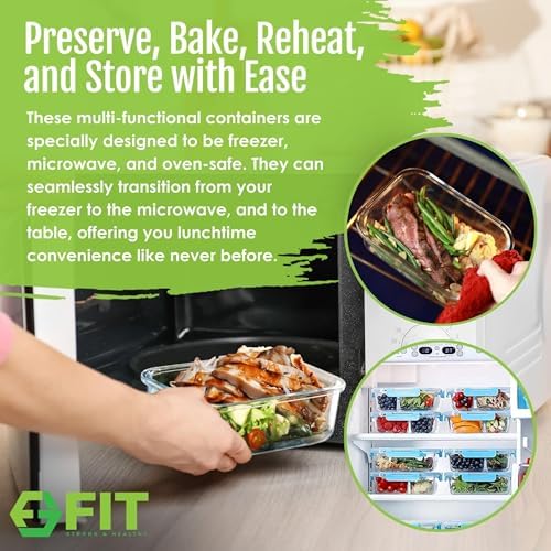 Glass Meal Prep Containers 1 & 2 & 3 Compartments, Airtight, 35 oz, 3 Pack - Image 5
