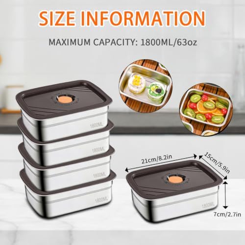 10 Pack 63oz Stainless Steel Food Storage Containers with Lids - Image 3